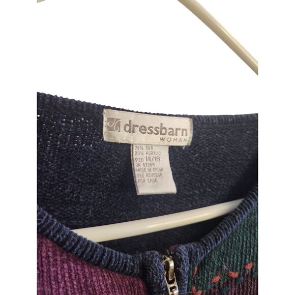 Dressbarn Patchwork Silk Blend Full Zip Cardigan 14/16 - Picture 3 of 4